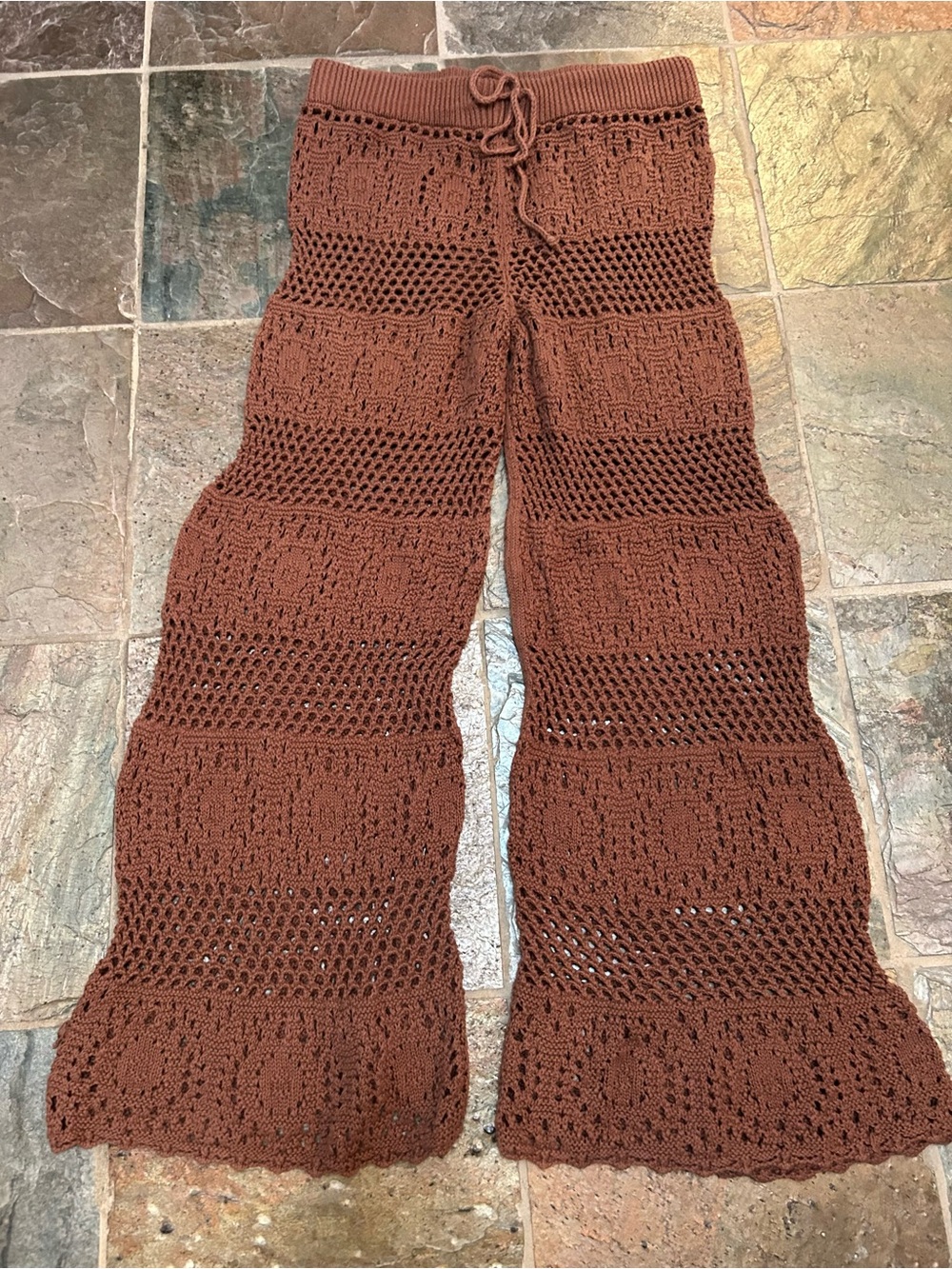 Aerie Women’s Crochet Flared Pants in Brown, Size L